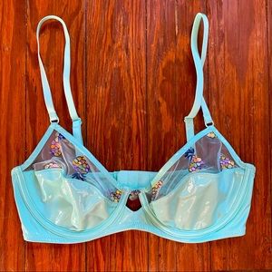NWOT SavageX Tutti Fruity tulle & vinyl bra 32D